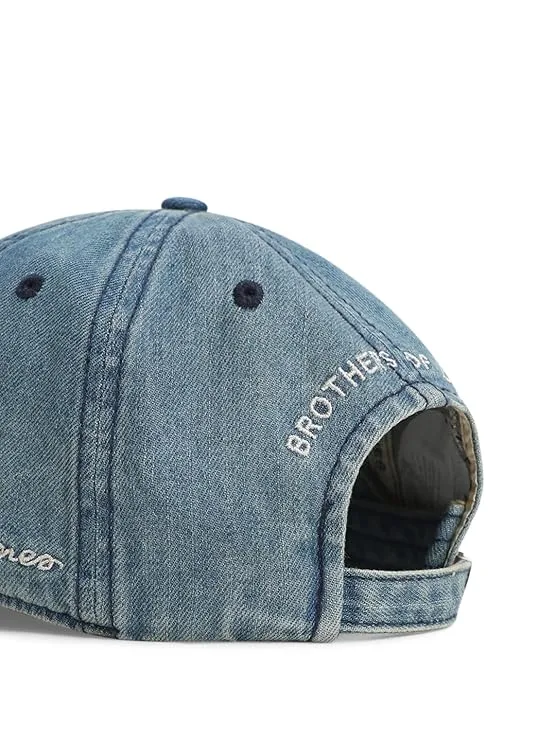 JACK & JONES Blue Ripped Denim Baseball Cap - Image 5